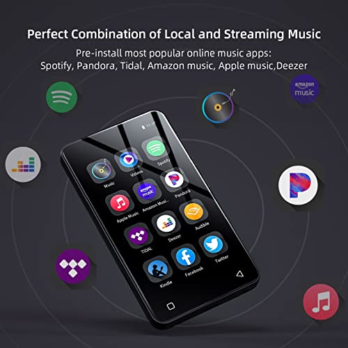 Black 4" Touch Screen MP3 Player with Bluetooth and WiFi V432