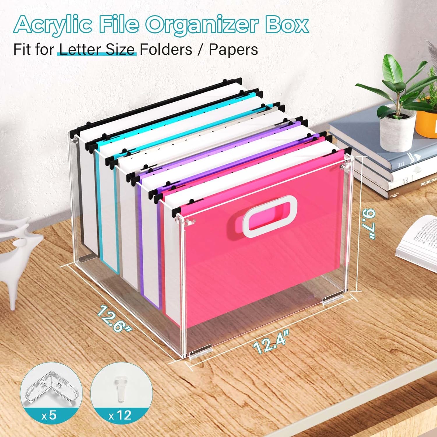 Clear Acrylic Hanging File Organizer with Handle I3268