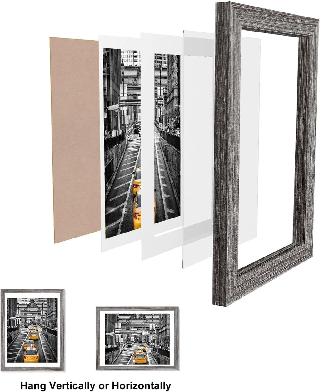 12x16 Solid Wood Picture Frame, Gray Y672