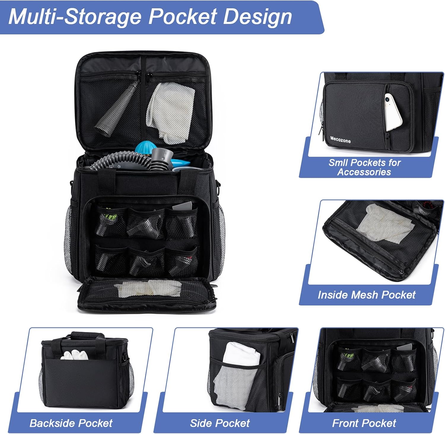 Black Handheld Steam Cleaner Carry Bag with Multiple Pockets Q83739