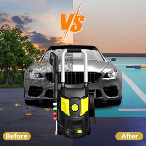 Electric Pressure Washer 4500 PSI 2.8 GPM with 35FT Power Cord 4 Nozzles Soap Cannon Yellow W539433