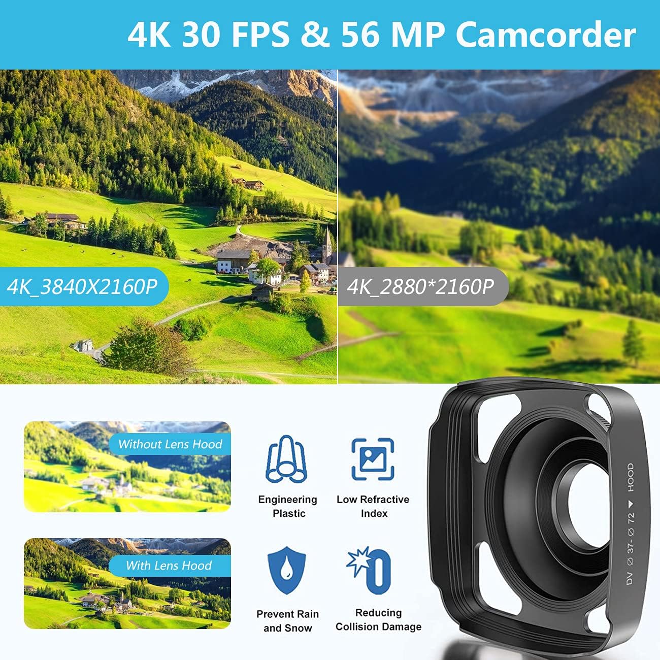 4K 56MP 18X Zoom Digital Video Camera with Touch Screen W921