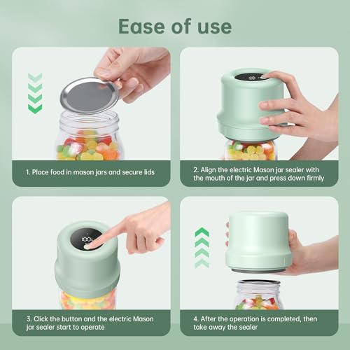 Electric Mason Jar Vacuum Sealer with Wide and Regular Mouth Mason Jar Lids J752