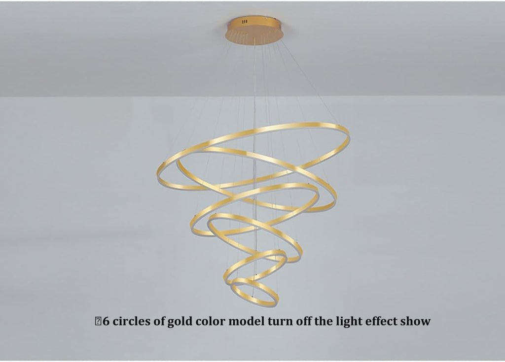 6 Rings Gold LED Chandelier with Remote Control K88675