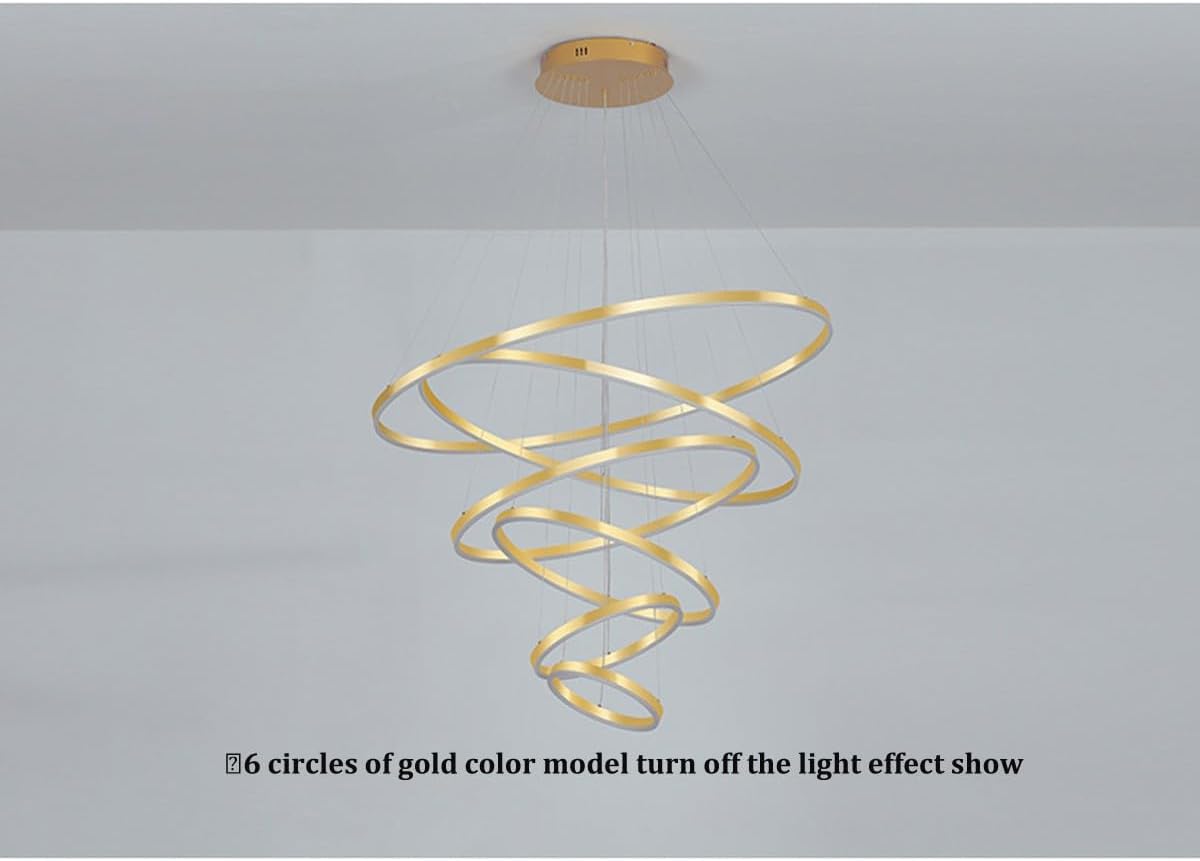 6 Rings Gold LED Chandelier with Remote Control K88675