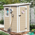 6x3 FT Waterproof Resin Outdoor Storage Shed with Floor and Lockable Door, Light Gray I9892