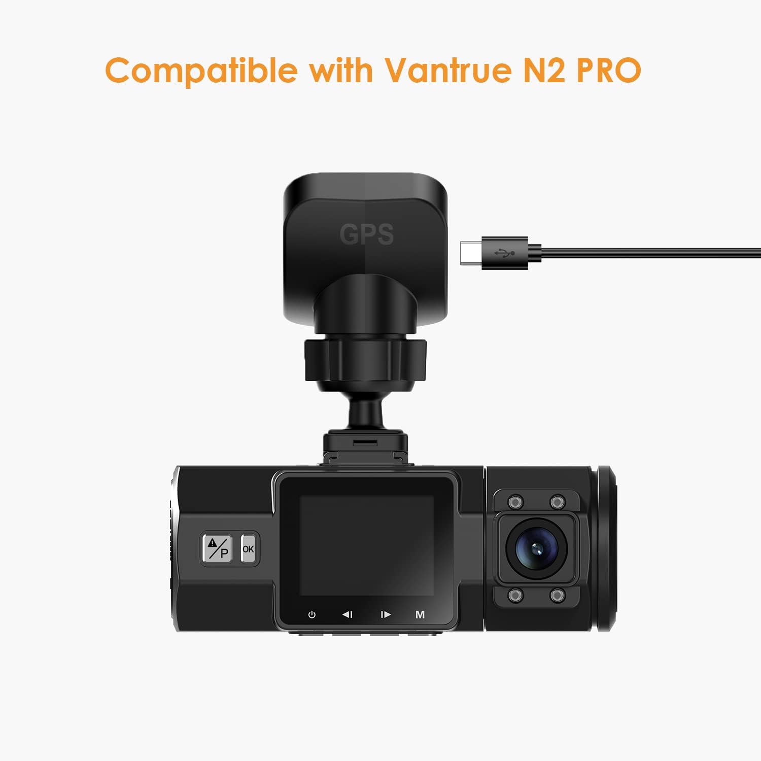 Dash Cam GPS Receiver Module Type C USB Port Adhesive Mount E1167