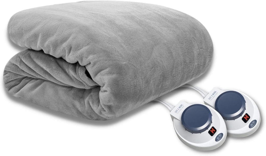 King Grey Micro-Fleece Heated Blanket V5103