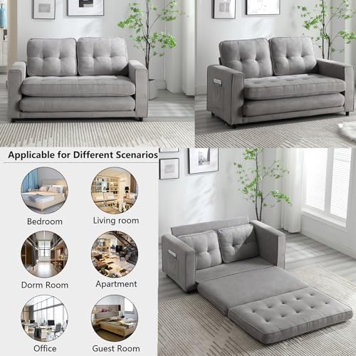Dark Grey Convertible Folding Futon Sofa Bed N4840