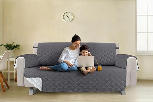 Reversible Oversized Sofa Couch Cover, Water Resistant Slipcover, 3.5 Seater, Brown/Beige V4162