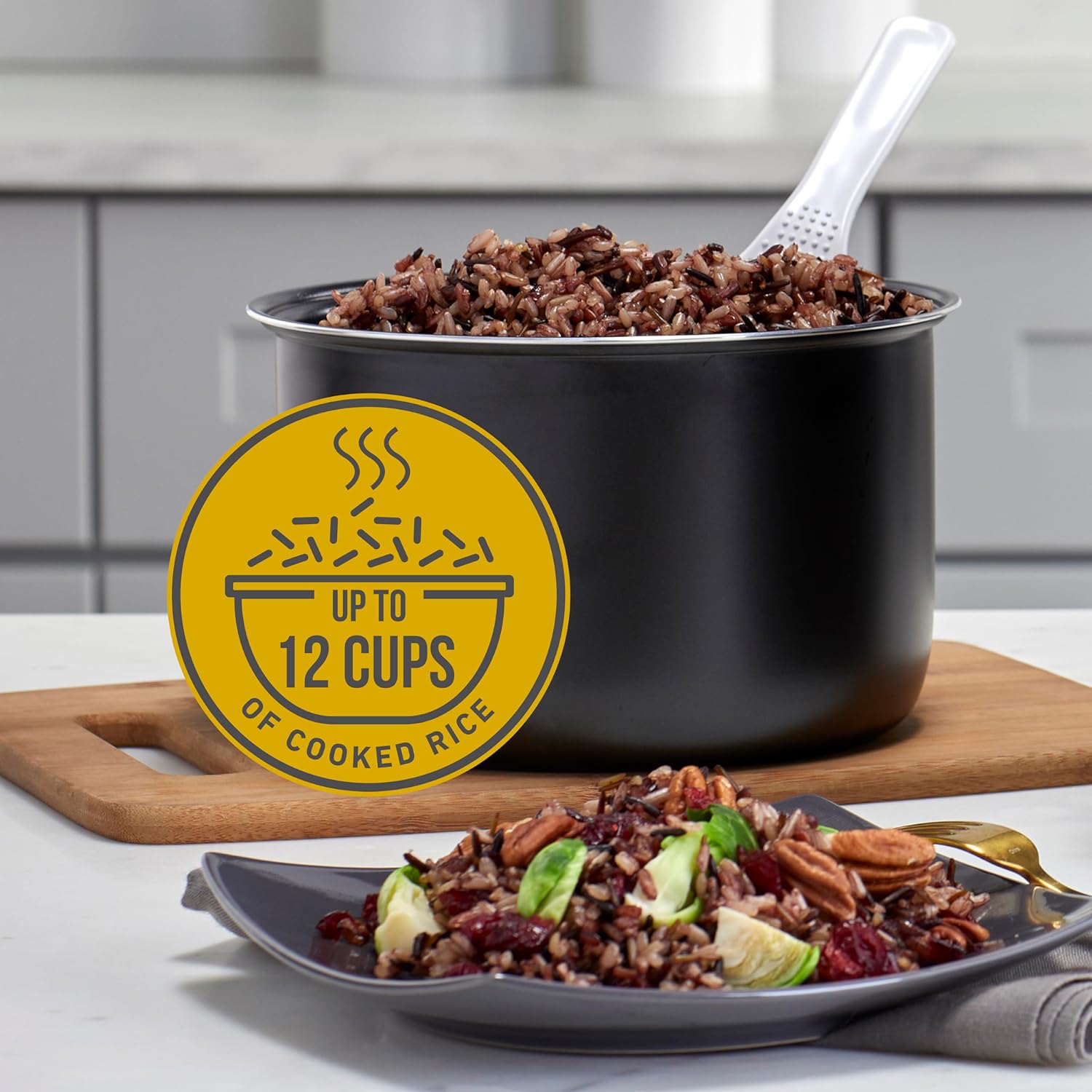 12 Cups Black Rice Cooker with Steam Basket F566820