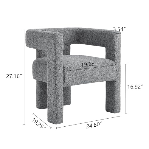 Blue Black Fabric Boucle Barrel Chair E91830