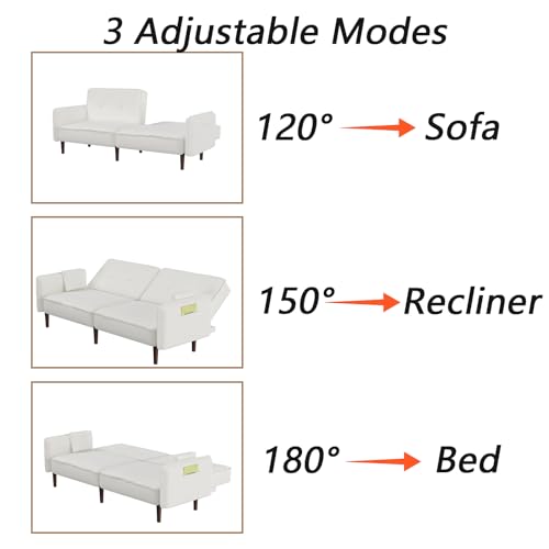 Pink Upholstered Convertible Futon Sofa Bed with 2 Pillows N56934