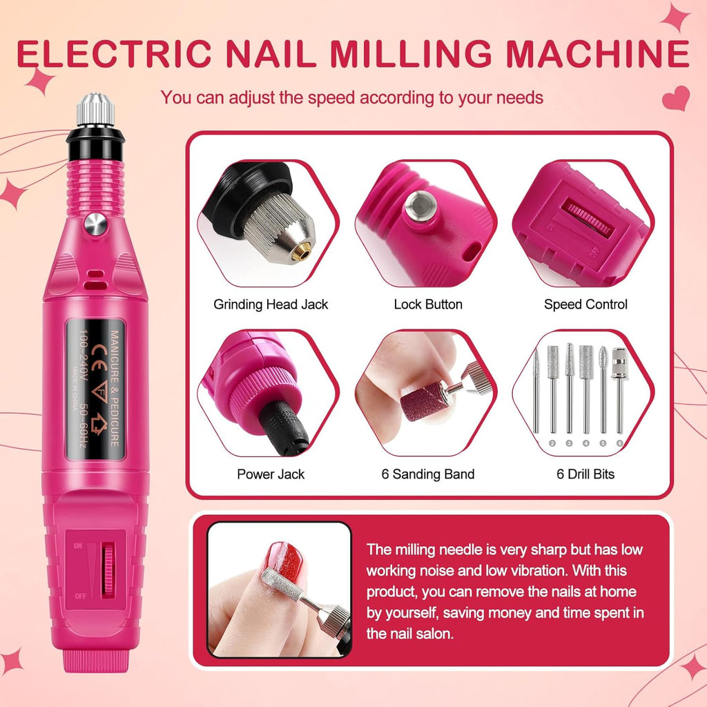 Acrylic Nail Kit with Drill and Nail Lamp 36W 3pcs Gel Polish 12pcs Decoration Powder Manicure Kit H532119