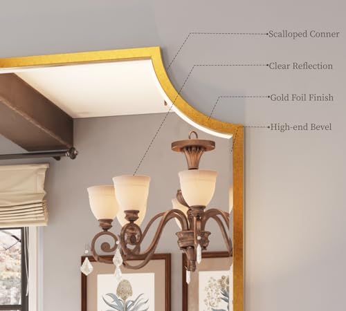 Large Gold Scalloped Framed Bathroom Mirror O973951