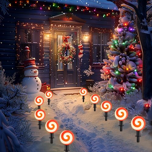 Red 10 LED Peppermint String Lights with Stakes R57339