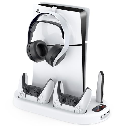 PS5 Slim Stand with Cooling Fan and Charging Station White Q5703