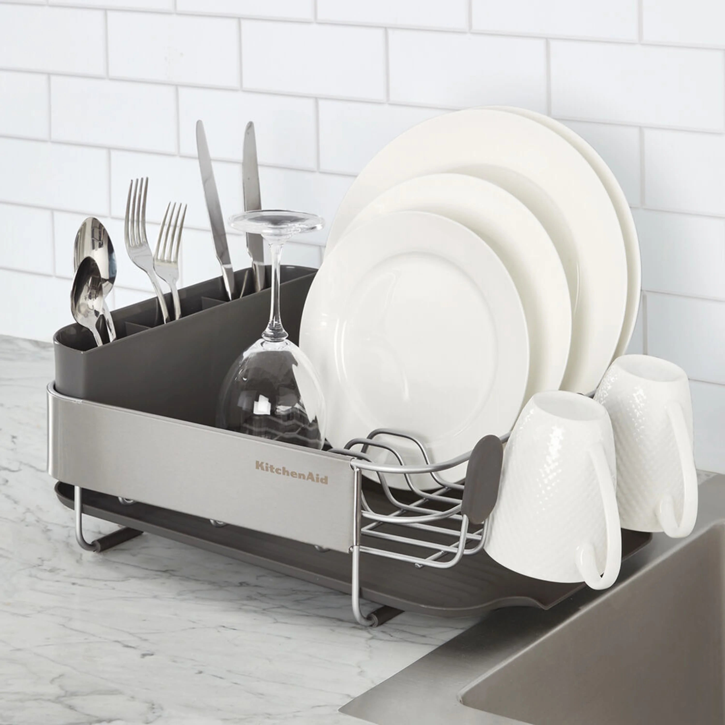Stainless Steel Compact Dish Rack in Satin Gray R3753