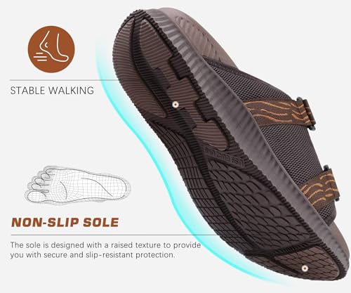 Mens Orthotic Sandals Athletic Recovery Sport Slides Adjustable Strap Open Toe Walking Sandals W804111