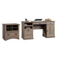 2 Piece Executive Desk and Lateral File Cabinet Set in Salt Oak R72013