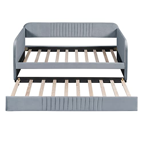 Twin Size Upholstered Daybed with 2 Storage Drawers Velvet Y163212