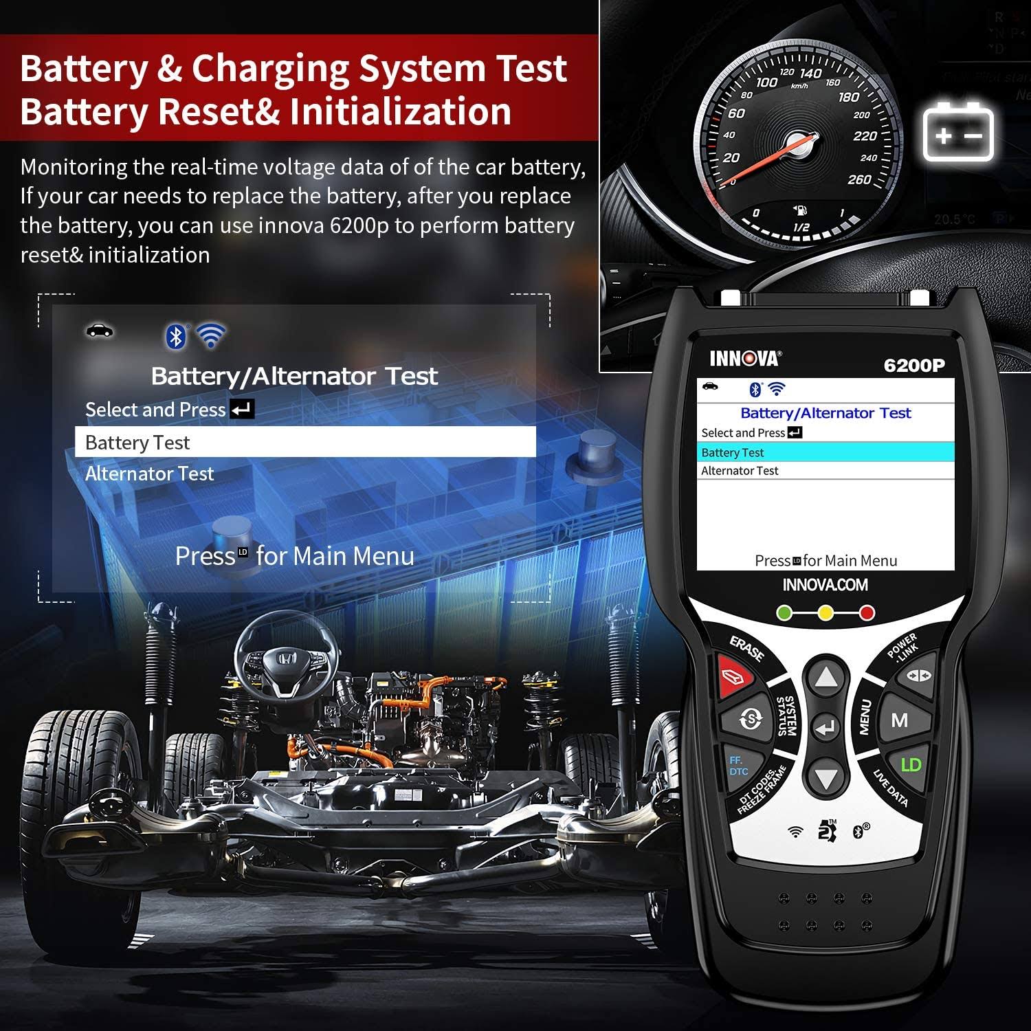ABS Srs OBD2 Scanner Code Reader with Battery Reset Oil Light Reset R624333