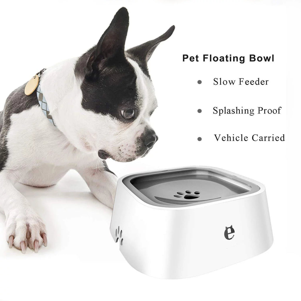 35OZ No-Spill Slow Water Feeder Dog Bowl GREY I84913