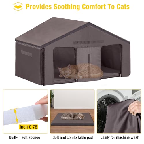 Large Weatherproof Cat House with Insulated Liner C925924