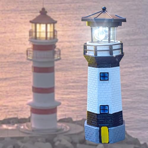 Black and White Solar LED Lighthouse D5861