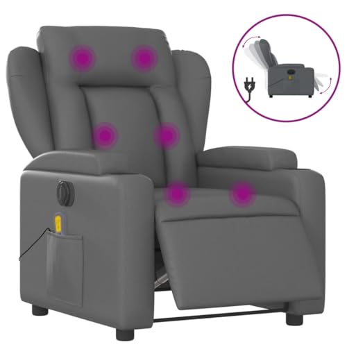 Gray Faux Leather Electric Massage Recliner Chair W80774