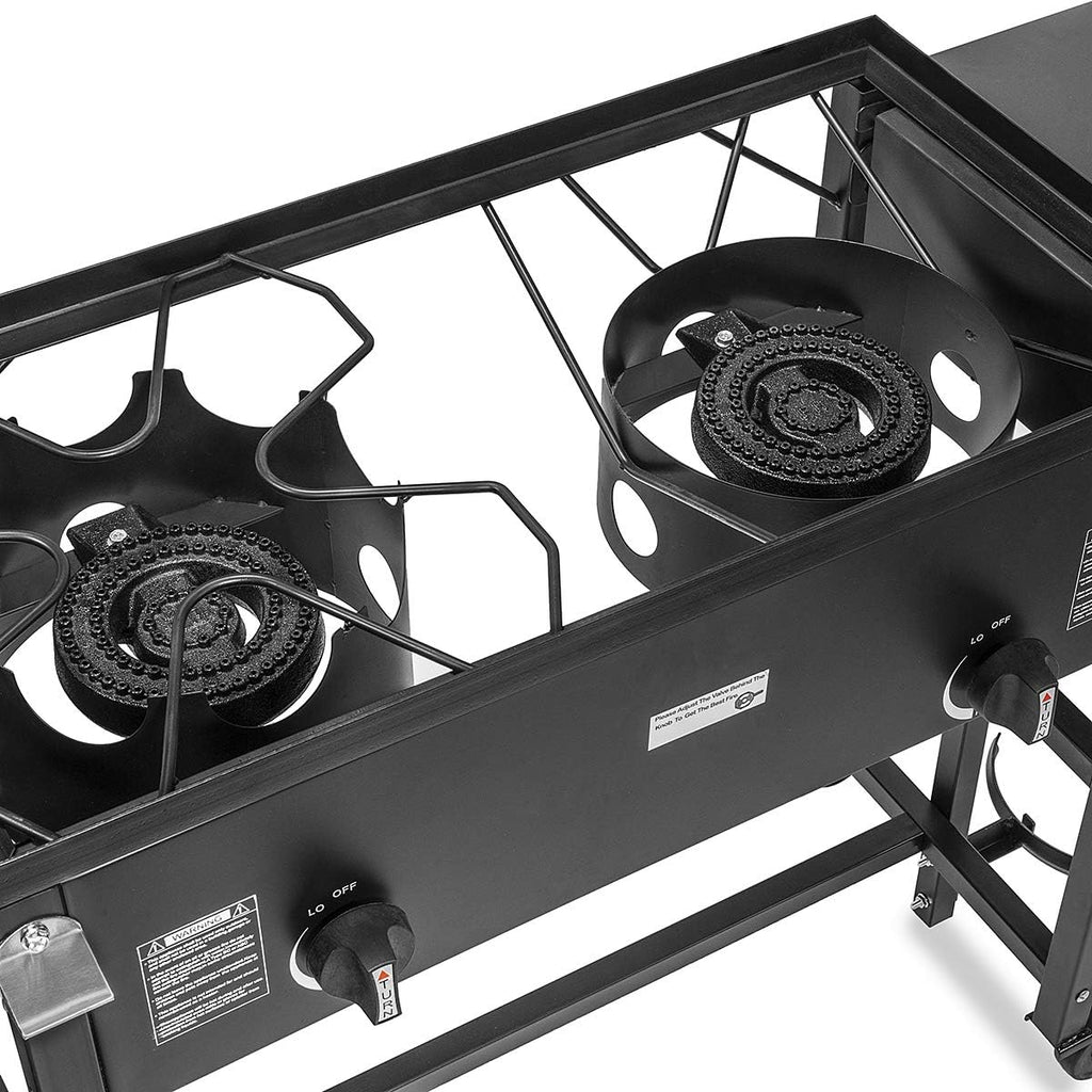 58,000 BTU Outdoor Dual Burner Stove with Wheels F393092