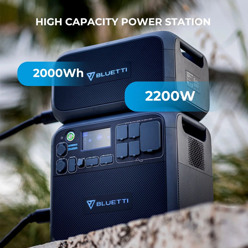 Portable Power Station with Solar Panel, 2048Wh Solar Generator, 2200W AC Output E640