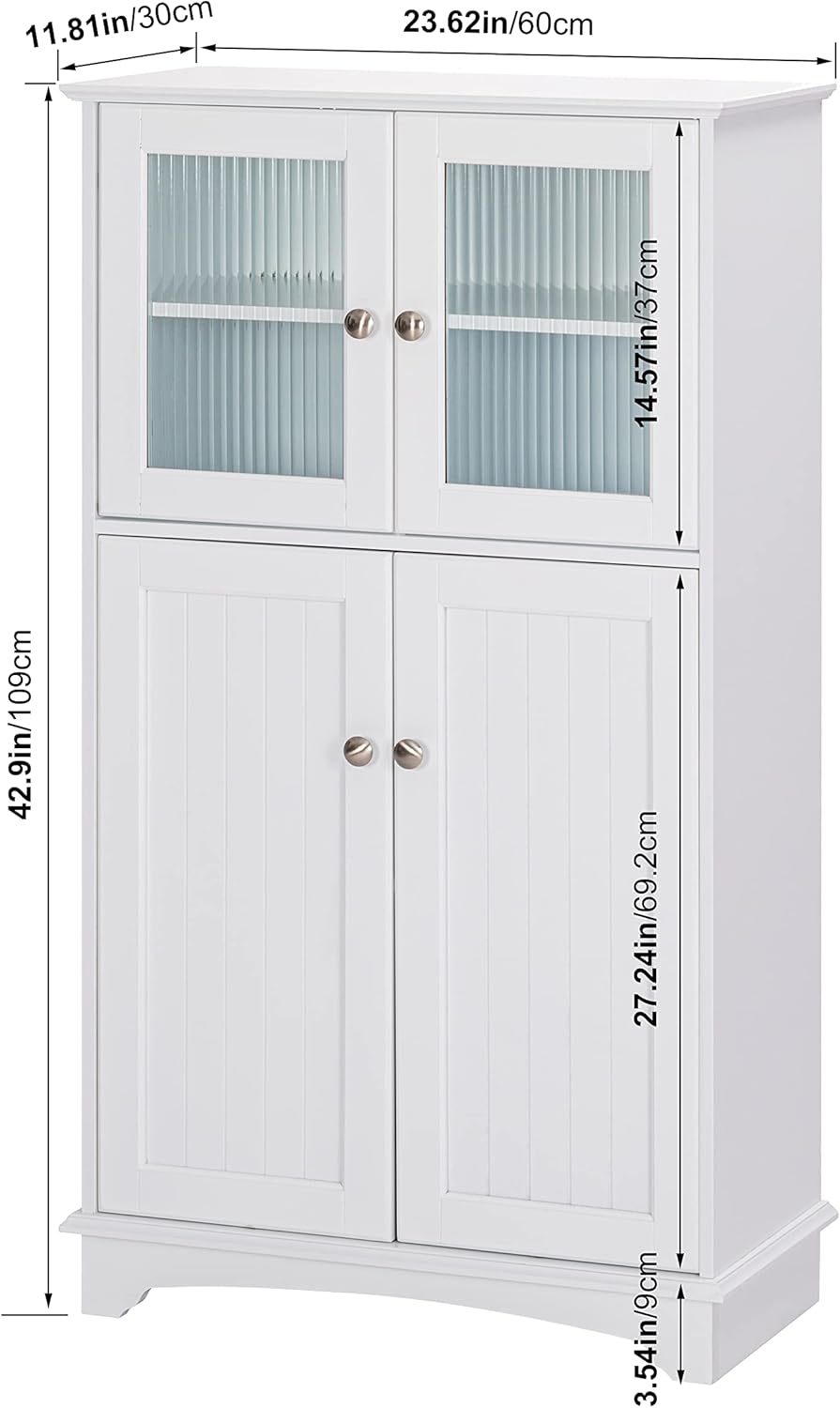 White Wood Bathroom Storage Cabinet F4517
