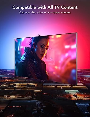 TV LED Backlight with Dual Cameras, RGBIC Wi-Fi LED Strip Lights Y320992