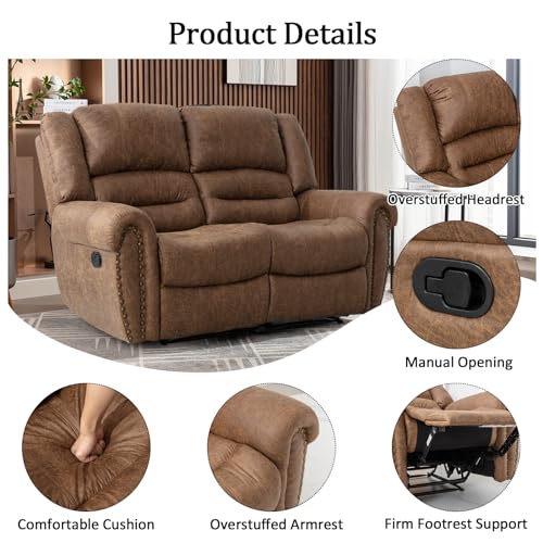 Manual Recliner Sofa Set, 2 Pieces, Nut Brown L26892