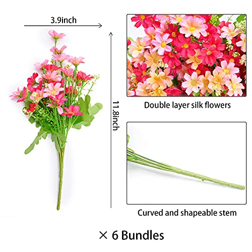 6 Bundles UV Resistant Purple Daisy Artificial Flowers T15925