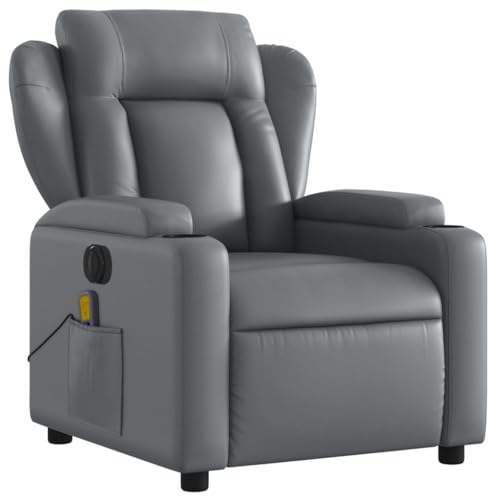 Gray Faux Leather Electric Massage Recliner Chair W80774