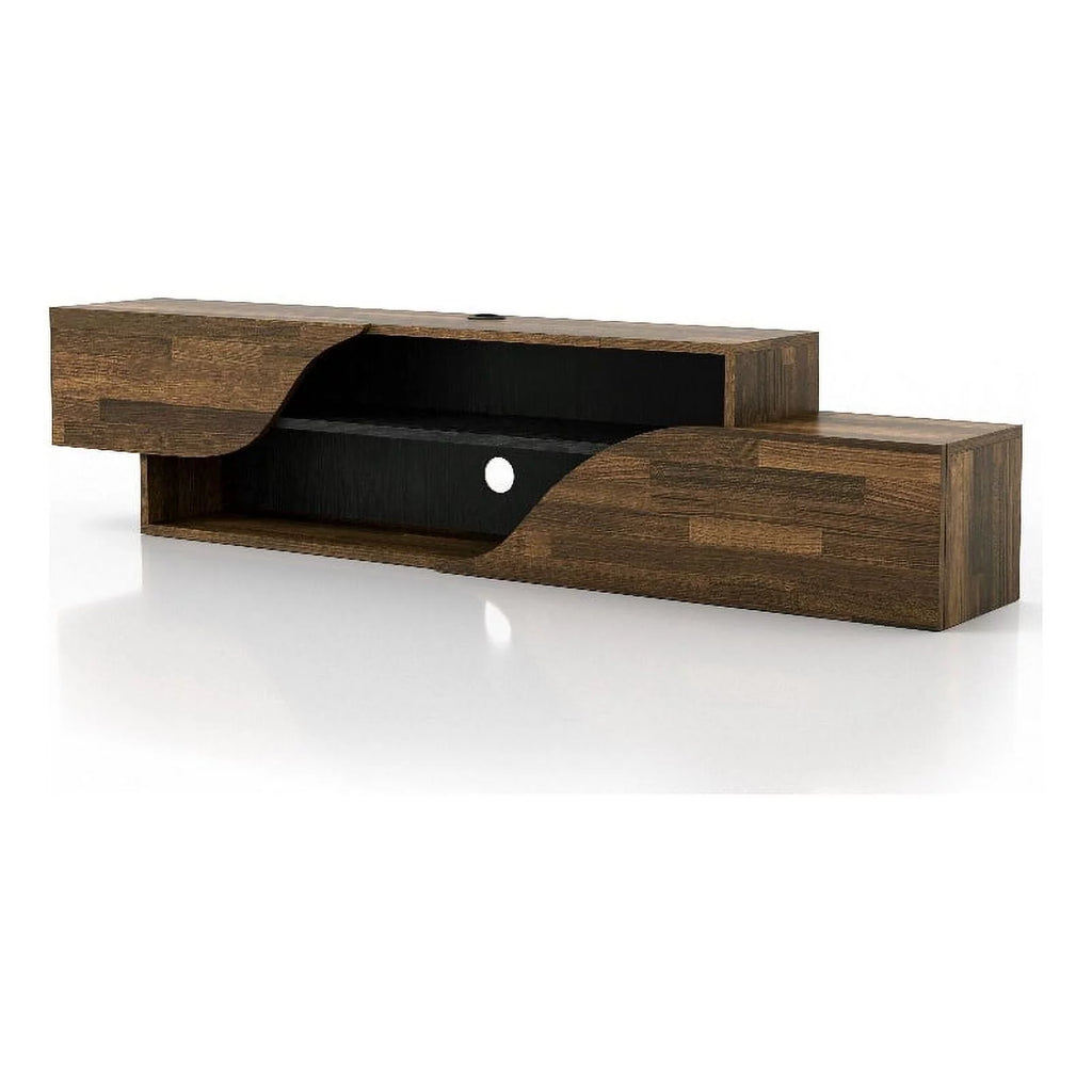Brown Hickory 2-Shelf Floating TV Console B532