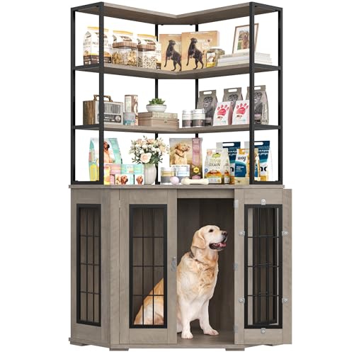 Large Dog Crate Furniture with Double Doors U696