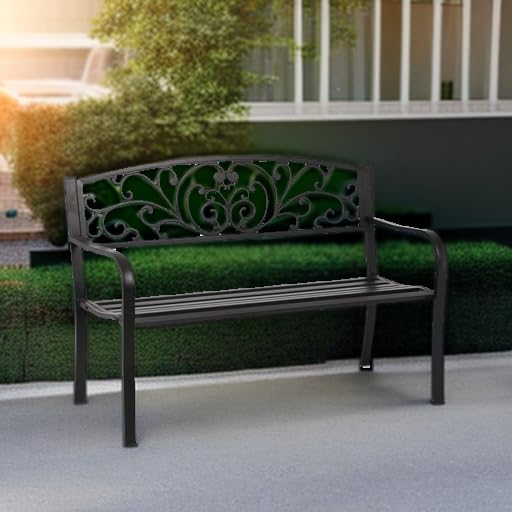 Metal Patio Bench with Steel Frame Y789