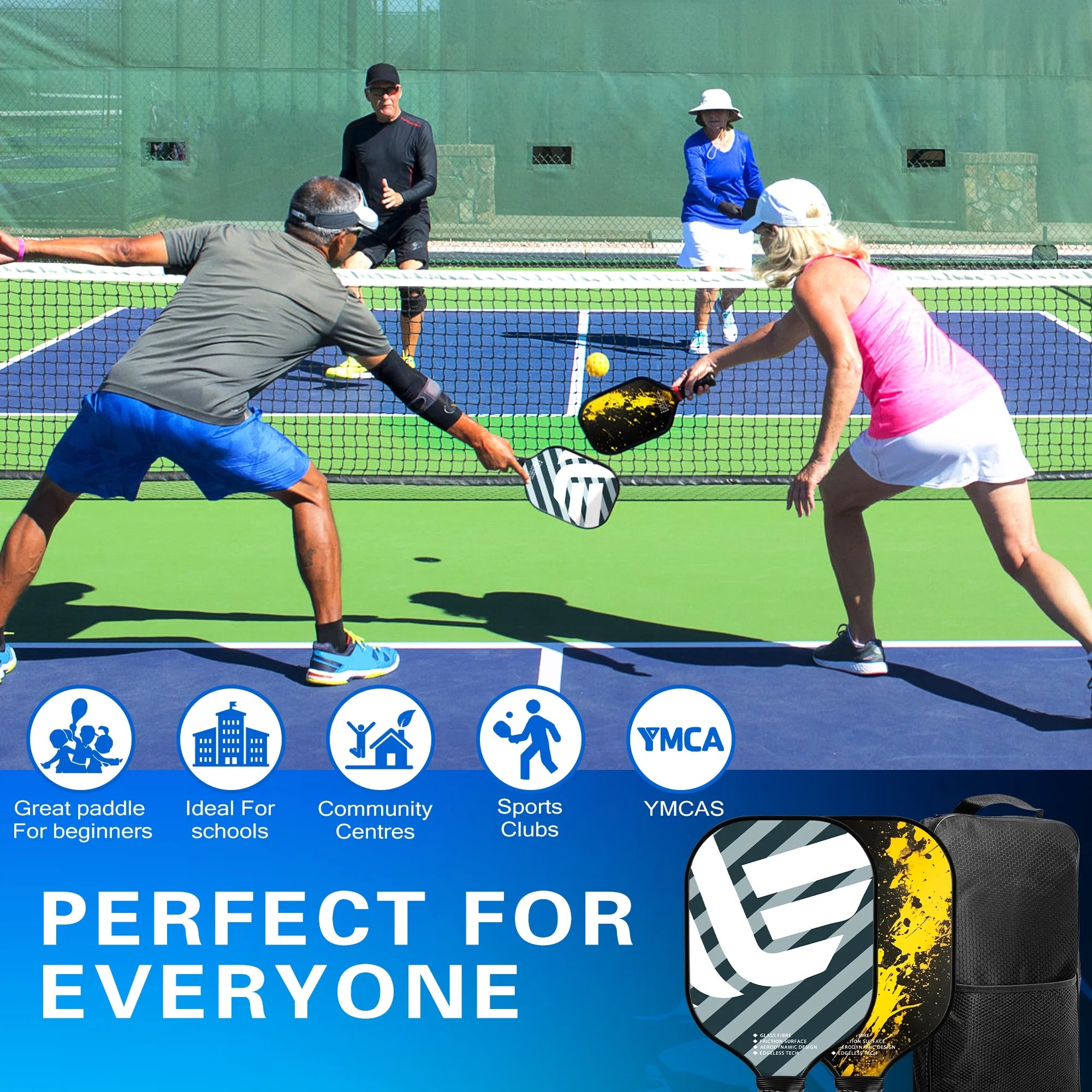 Graphite Fiberglass Pickleball Paddles Set N90235