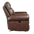 Brown Faux Leather Manual Double Reclining Loveseat O285