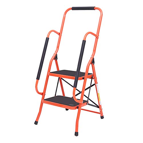 Black 2 Step Folding Ladder with Handrails R70010