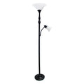 2 Light Floor Lamp with White Marble Glass, Restoration Bronze J892077