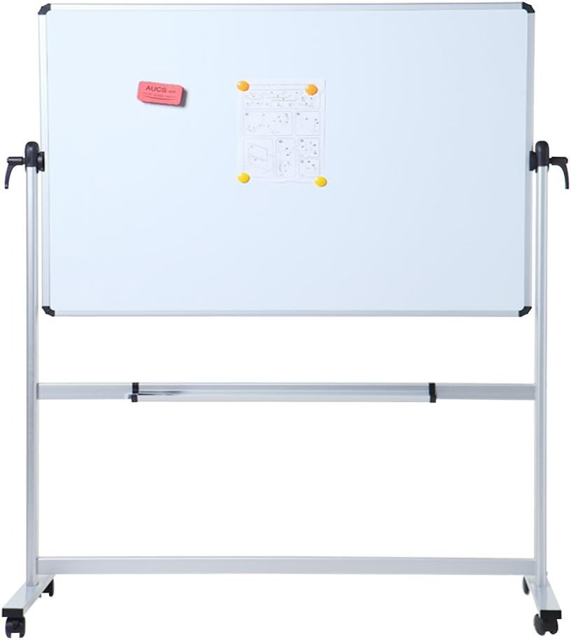 Double-Sided Magnetic Mobile Whiteboard 72 x 40 Inches with Aluminium Frame and Stand P47886