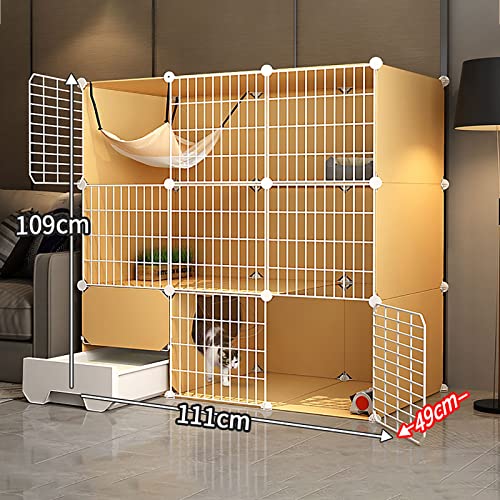 Large Cat Cage Metal Wire Indoor DIY Kennels Crate with Cat Litter Box N8321