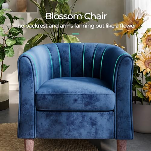 Olive Green Velvet Accent Chair with Ottoman E416551
