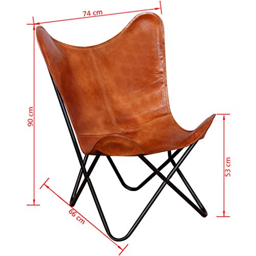 Brown Real Leather Butterfly Chair J9437