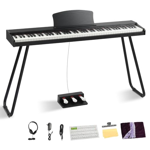 88 Key Full Size Digital Piano with Bench and 3 Pedal Unit (Black) S763