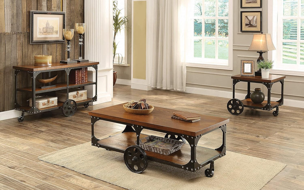 Rustic Brown End Table with Casters G655070